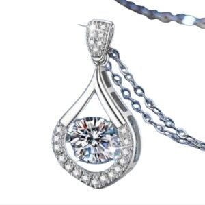 💥CERTIFIED💥 Elegant Silver Teardrop Moissanite Pendant Necklace- 1 Carat